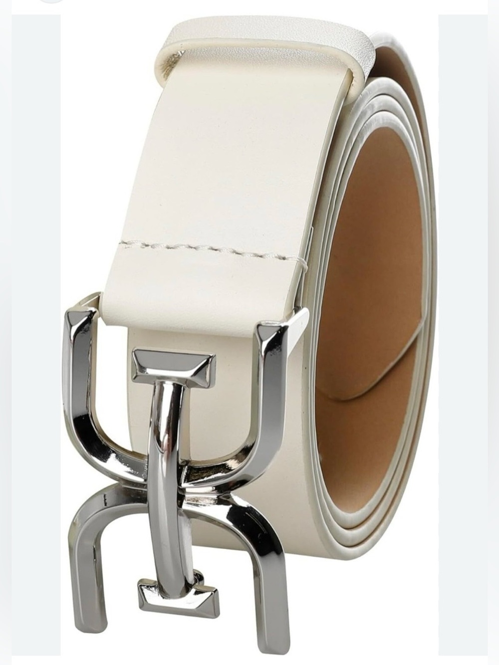 NWT❤️Sam Edelman Signature Double E Ivory Leather Belt-XL